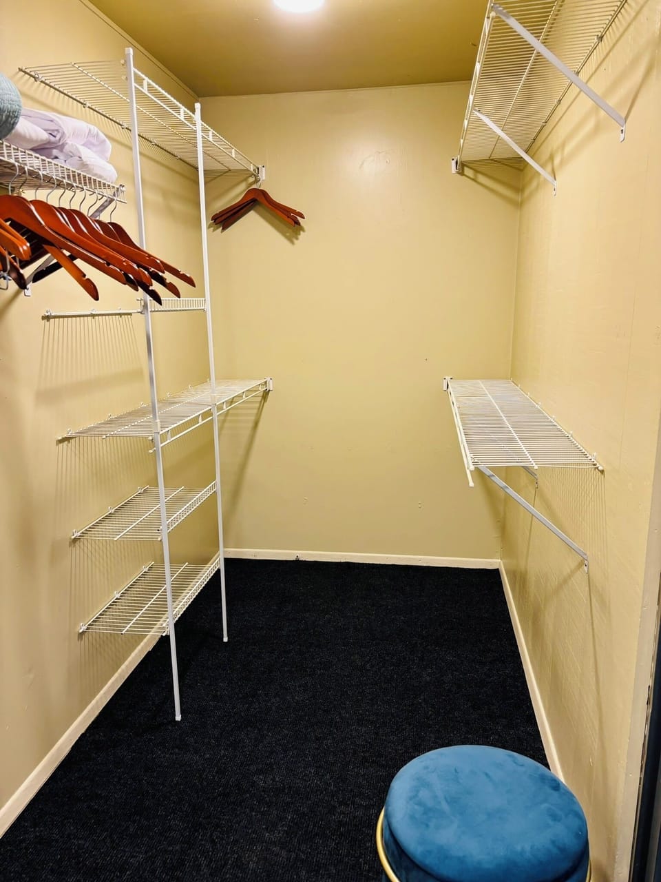 A walk-in closet in the primary bedroom for all your attire