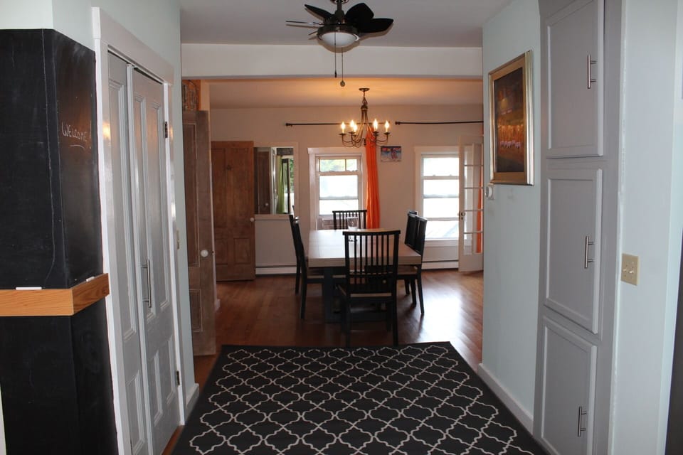 View from the living/kitchen into the dining room.  