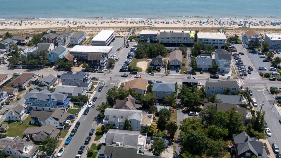 45AAtlantic,Bethany Beach - location to the beach - Elevated aerial view of the Bethany Beach community and surrounding coastal neighborhoods.