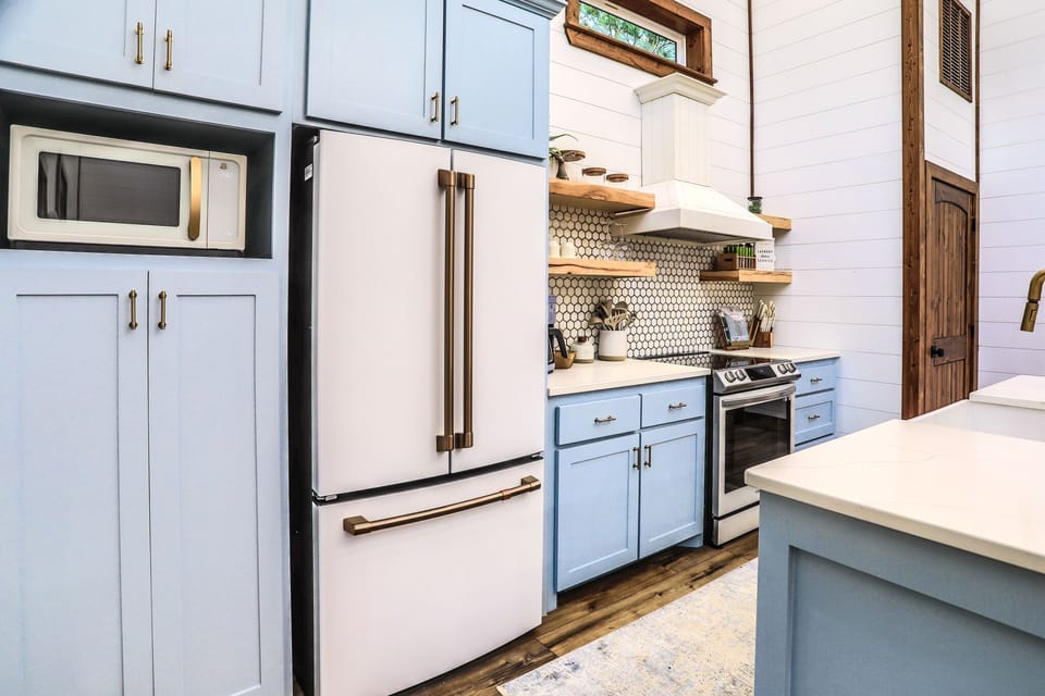 We provide everything you need to make homemade meals in this lovely kitchen