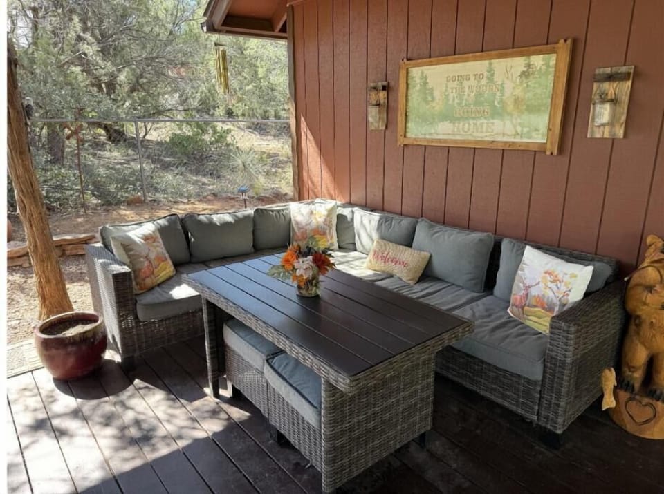 Spacious front porch with seating