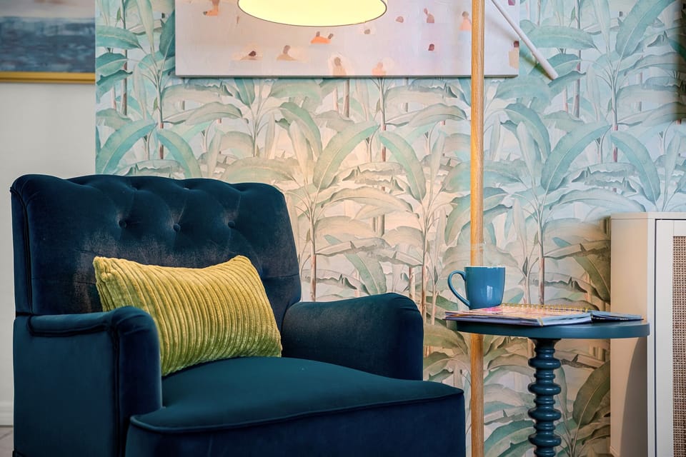 Curl up with coffee and enjoy this cozy reading nook.