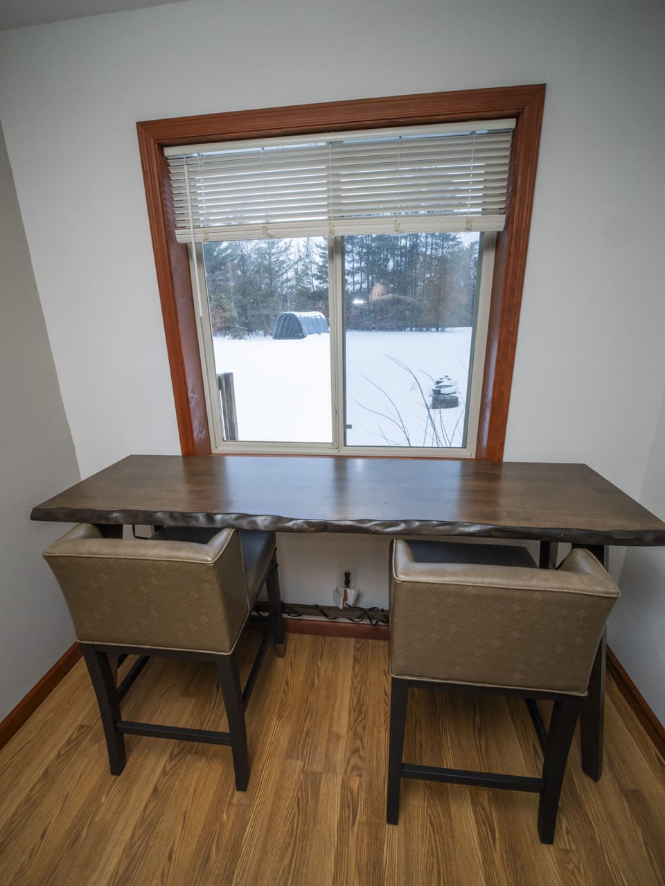 Either look outside or put the 2 counter hight tables together for 1 large table