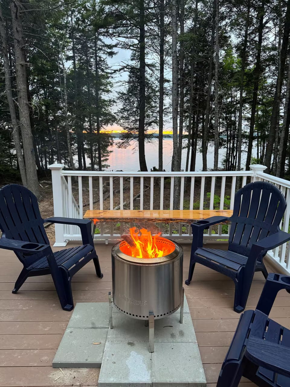 SoloStove fire pit overlooking the lake 