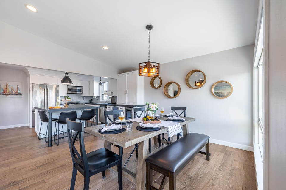 Dining area is located off the kitchen.