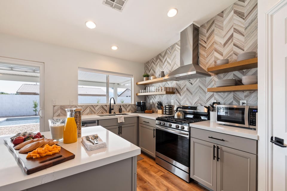 Stainless steel appliances.
