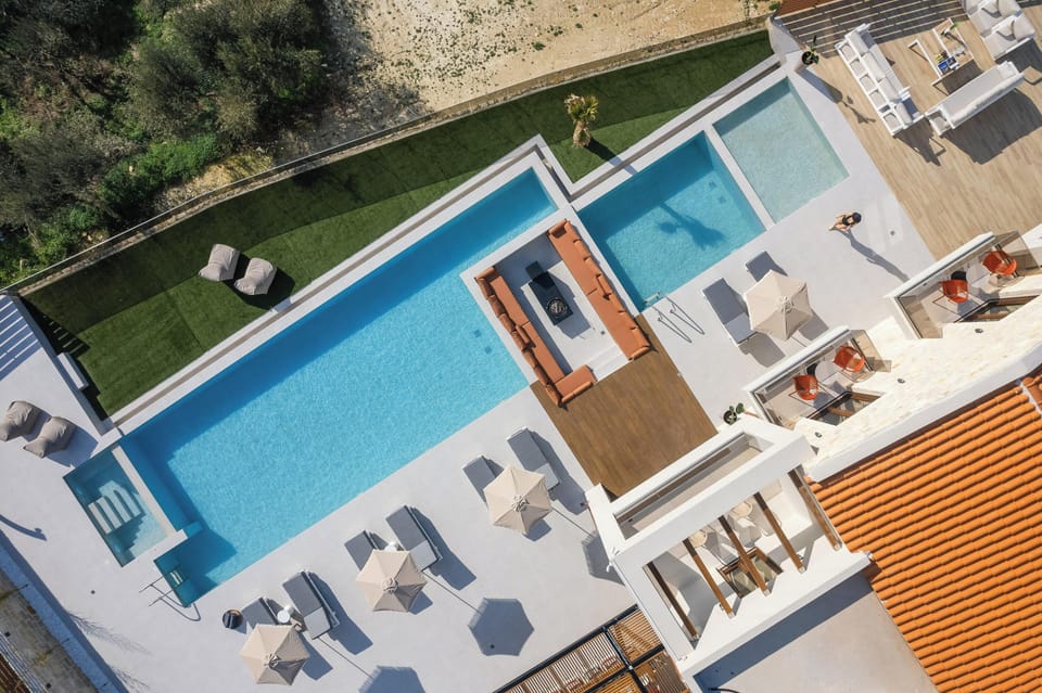 Birds eye capture of the pool area