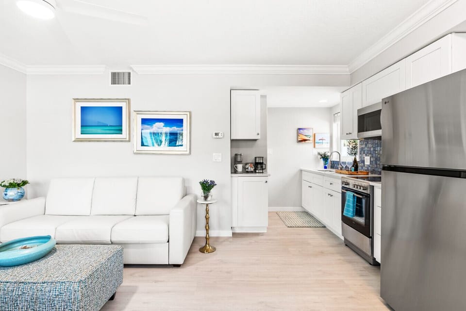 Open floor plan with beach themed decor