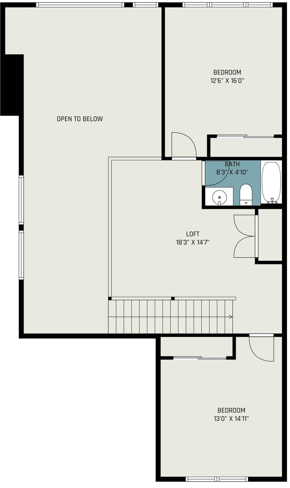 Floor plan of upper level.