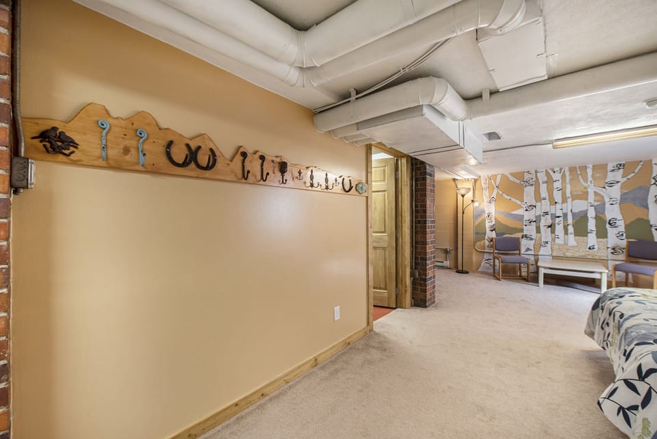 Your Vacation House Estes Park, Lower level guest bedroom, with hoods to hang items.