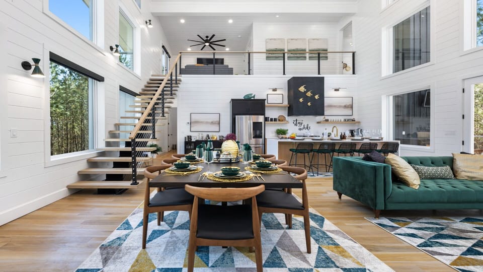 {LIVING AREA} Modern and lux golden decor inside the cabin
