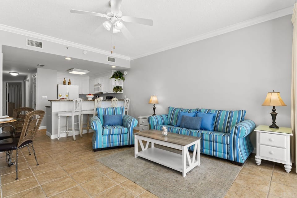 Gulf Front Living Room with Sleeper Sofa