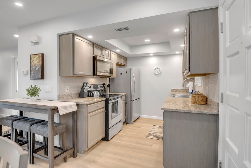 Fully equipped kitchen with stainless steel appliances