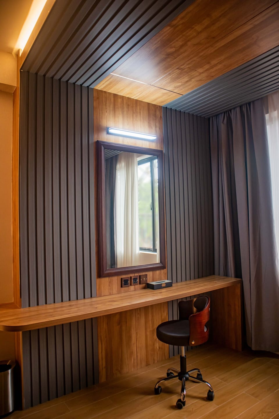 In-room safe, desk, laptop workspace, blackout drapes