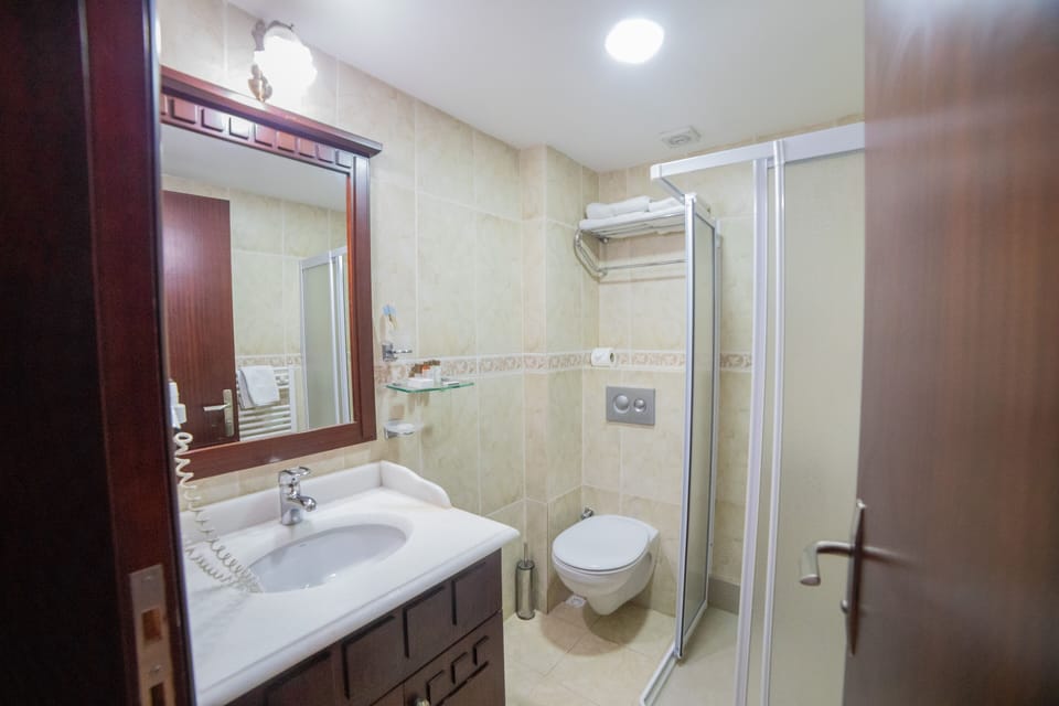 Basement Double Room | Bathroom | Hair dryer, slippers
