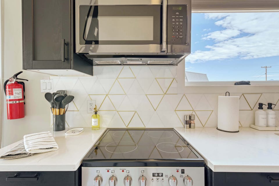 Stove and Over and a microwave. We provide cooking oil and essential spices