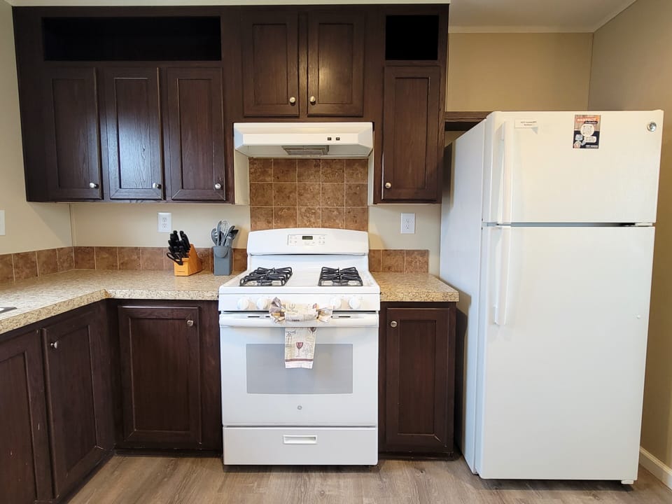 There is plenty of storage in the kitchen.