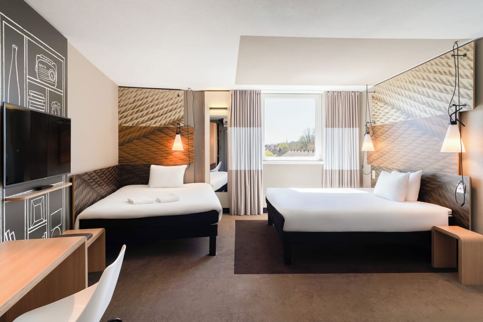 Family Room, 2 Double Beds | Premium bedding, desk, laptop workspace, blackout drapes