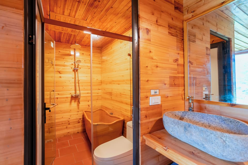 Family Bungalow, Mountain View | Bathroom | Shower, hydromassage showerhead, designer toiletries, hair dryer