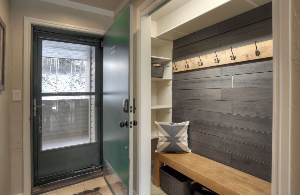 Front Entry - Storage and hooks for gear