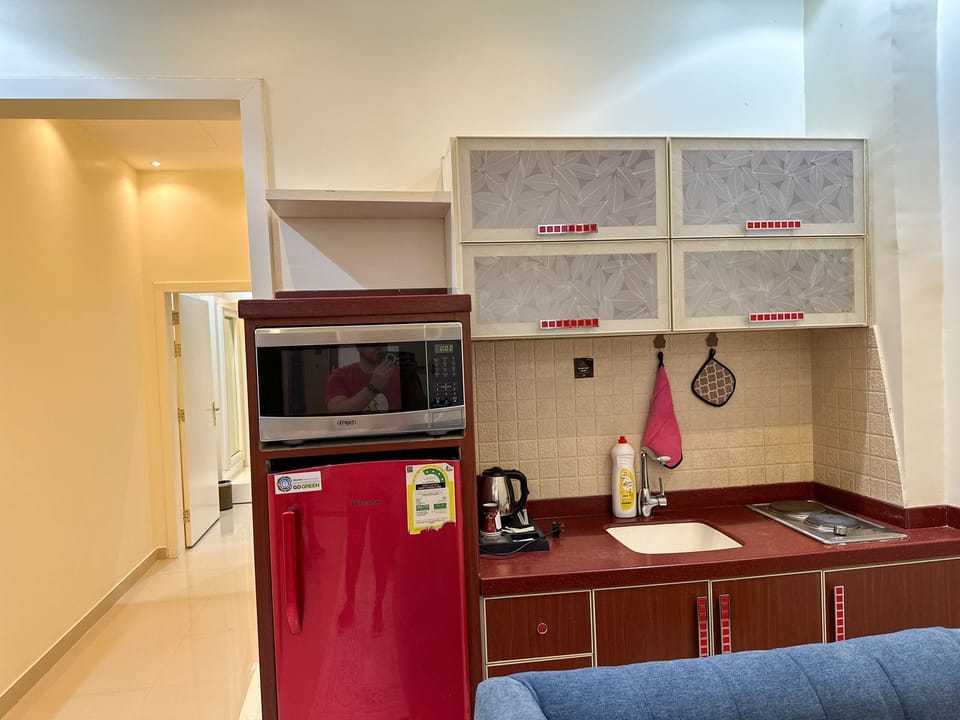 Standard Apartment | Private kitchen | Microwave, oven, electric kettle, cleaning supplies