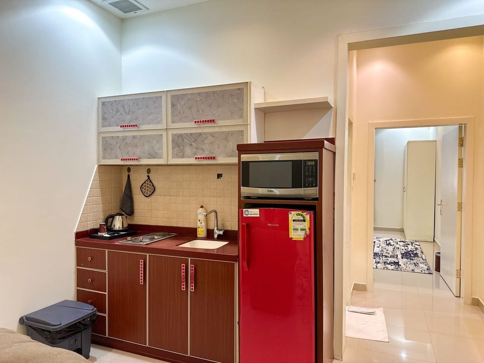 Standard Apartment | Private kitchen | Microwave, oven, electric kettle, cleaning supplies