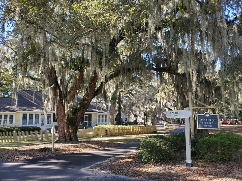 The cottage is nestled in the Oak Grove Cottages in Wachesaw Plantation Club.