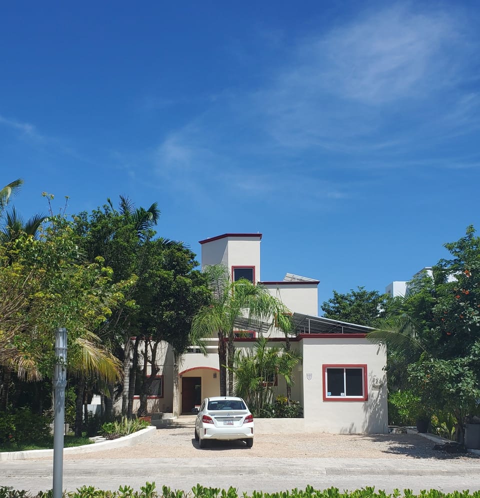 Road view of villa and casita
