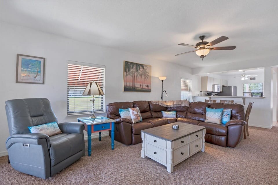 Living room is comfortable and spacious
