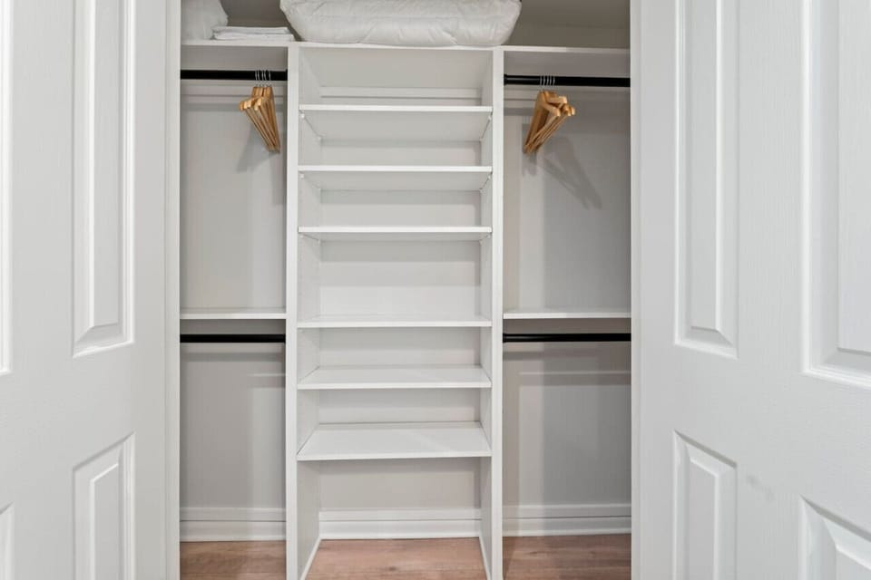 Organized closet storage for extended stays