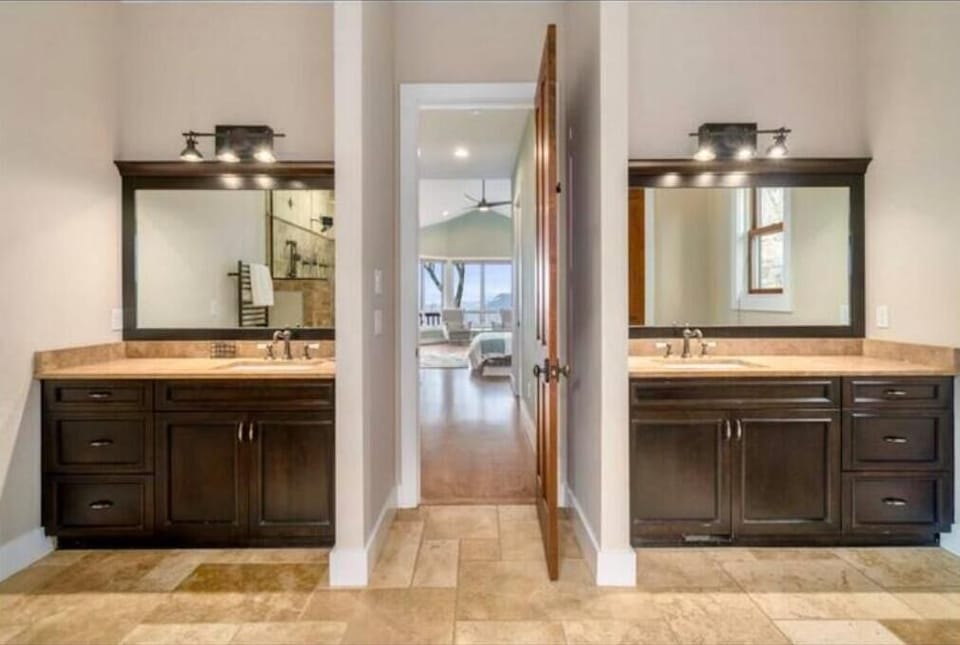 Master bathroom with sauna shower and hot tub spa