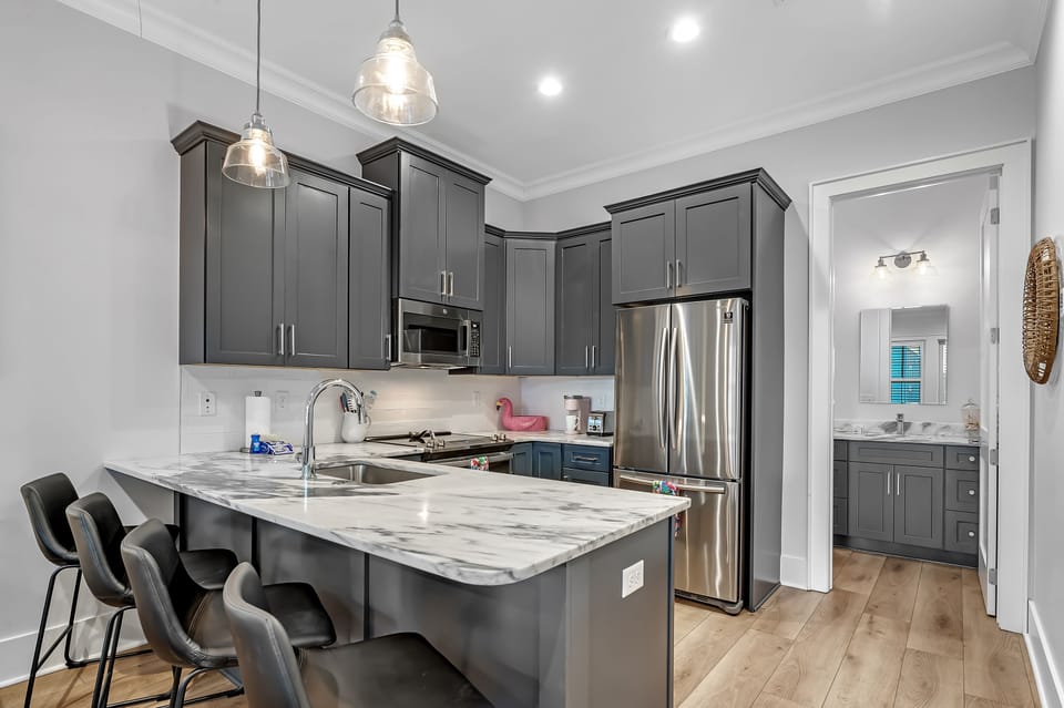 Kitchen comes fully stocked with all things needed to cook up delicious meals