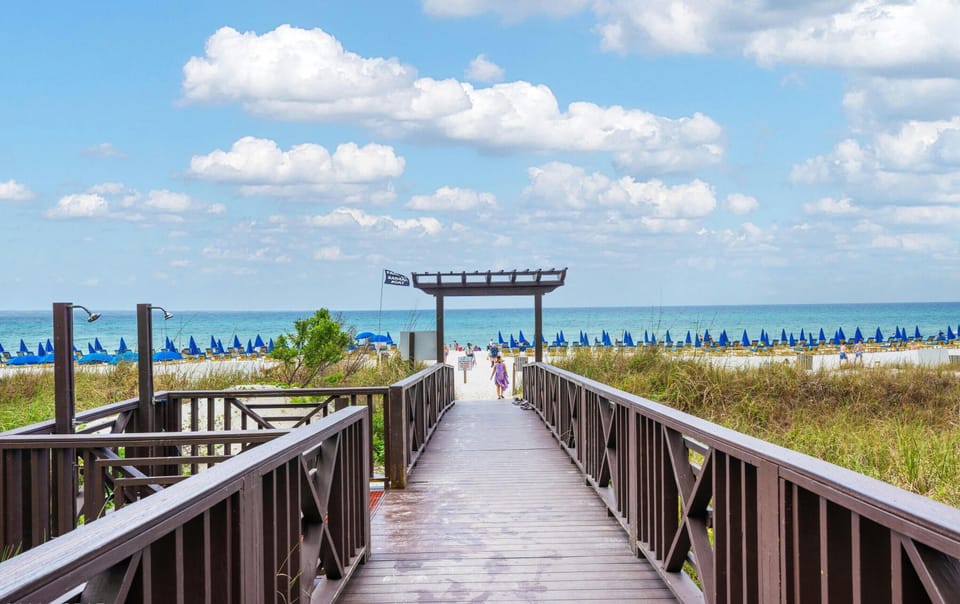 Direct beach access to Panama City Beach’s sugar-white sands just steps from the resort.