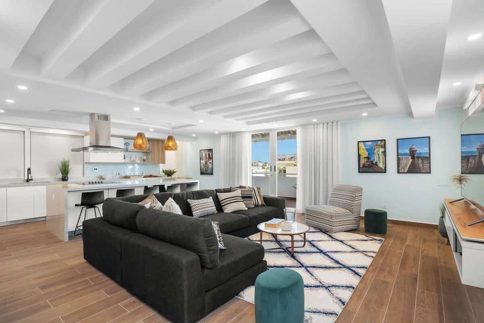 Step into comfort and style in our spacious living room with modern décor!