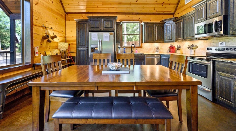 Whip up delicious meals in our rustic yet modern kitchen, where functionality meets charm for culinary enjoyment.