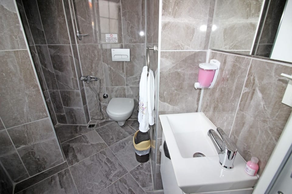 Comfort Double Room | Bathroom | Shower, hair dryer, slippers, towels