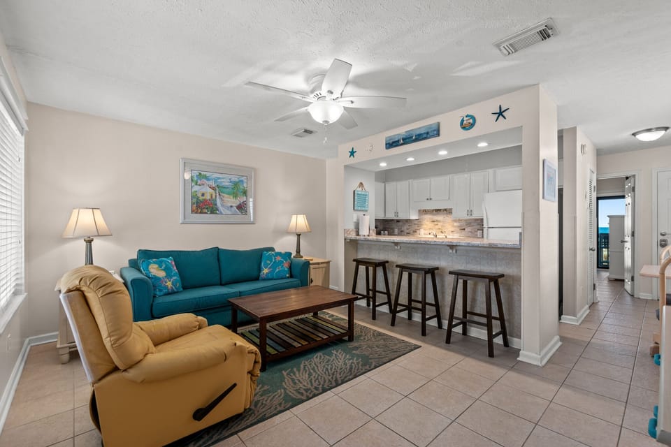Sleeper sofa in the living for room for two guest.
