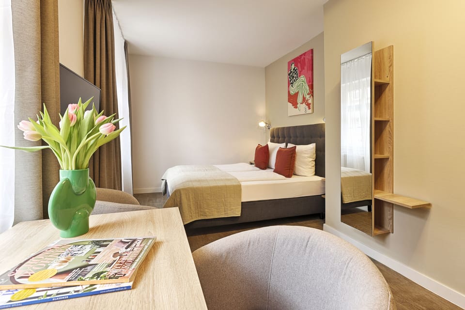 In-room safe, desk, laptop workspace, soundproofing