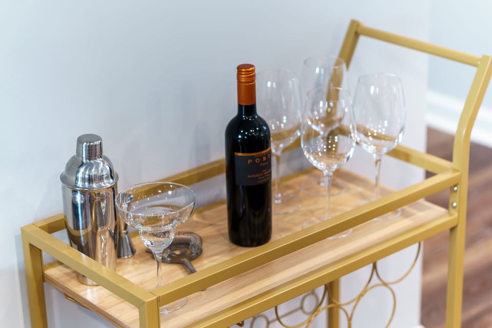 Moveable bar cart so the party doesn’t have to stay inside