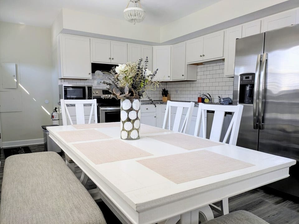 Dining table in the updated kitchen.