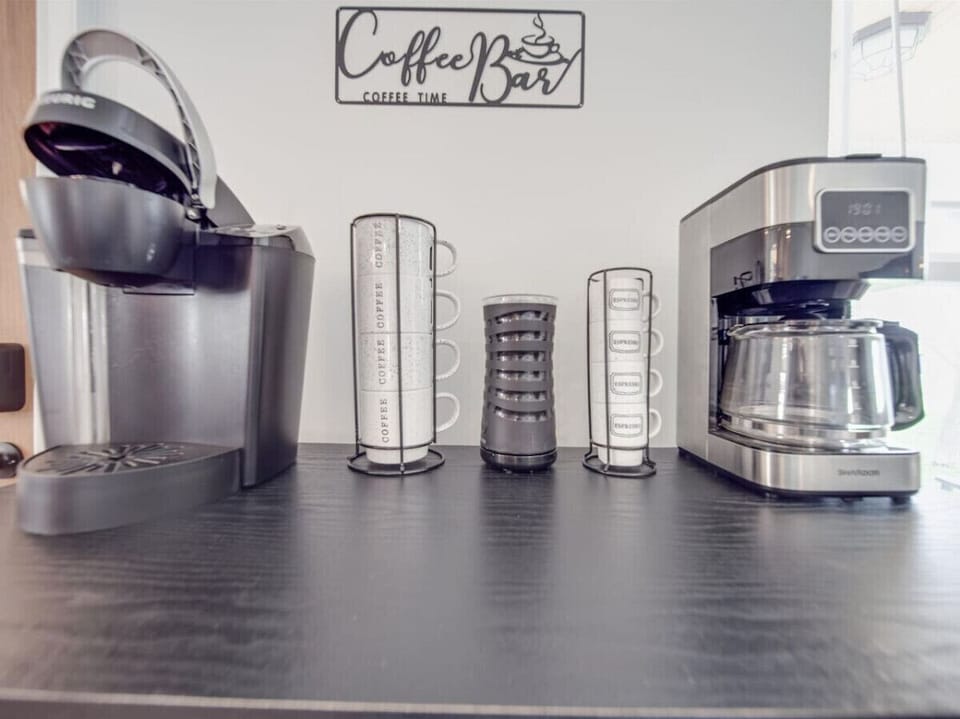 Brew your favorite blends with ease at this stylish coffee station!