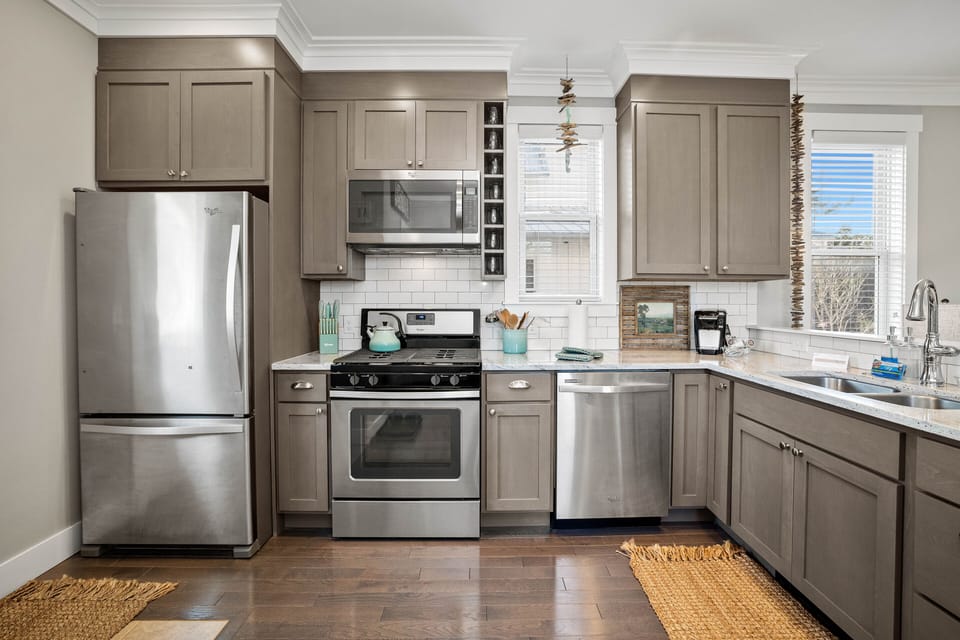The kitchen is fully stocked for your use. 