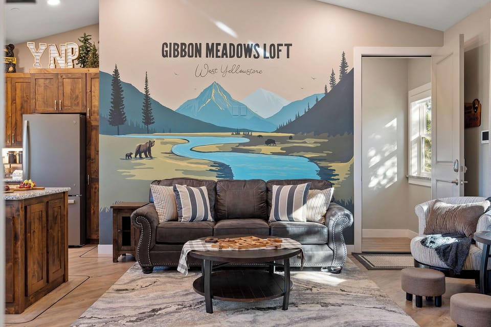 Unwind on the cozy couch after a day exploring Yellowstone. Challenge someone to a friendly tic-tac-toe match at the cocktail table or gather for a movie night on the 65-inch TV.