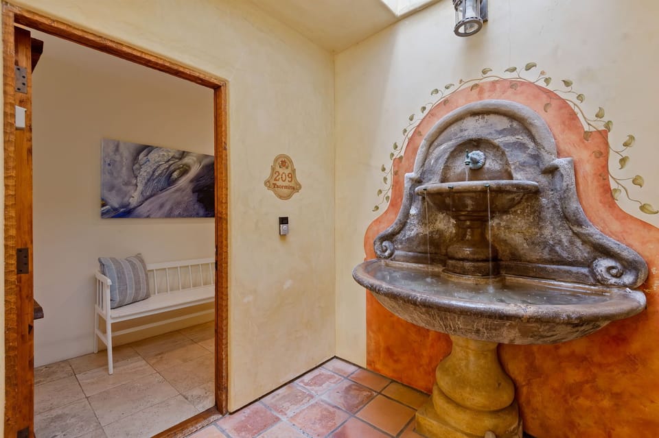 Entrance to the home, up a flight of stairs