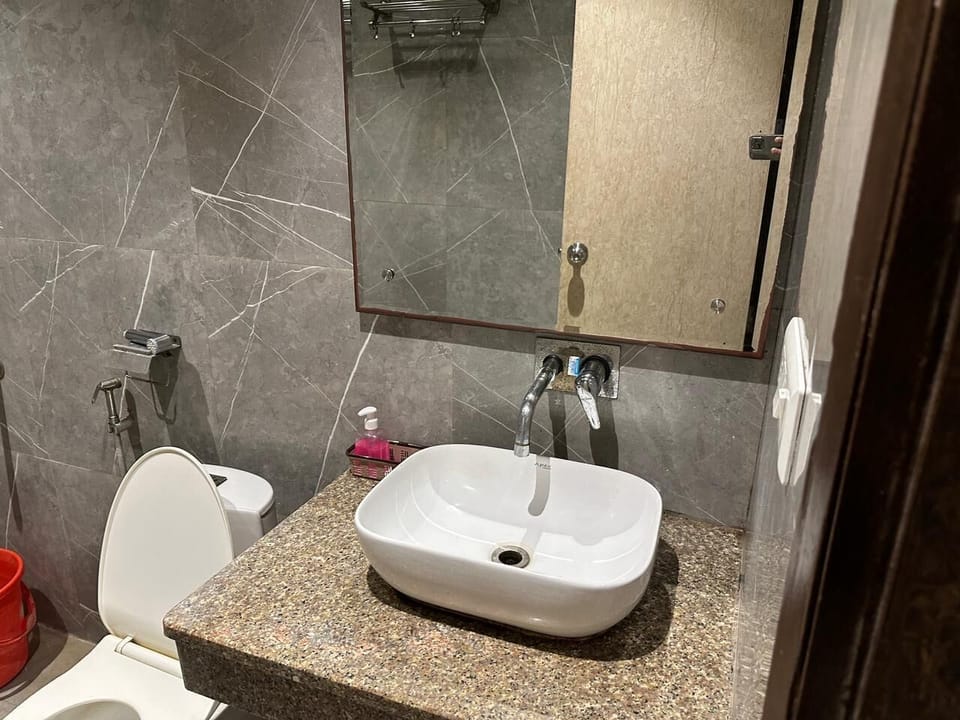 Shower, slippers, towels