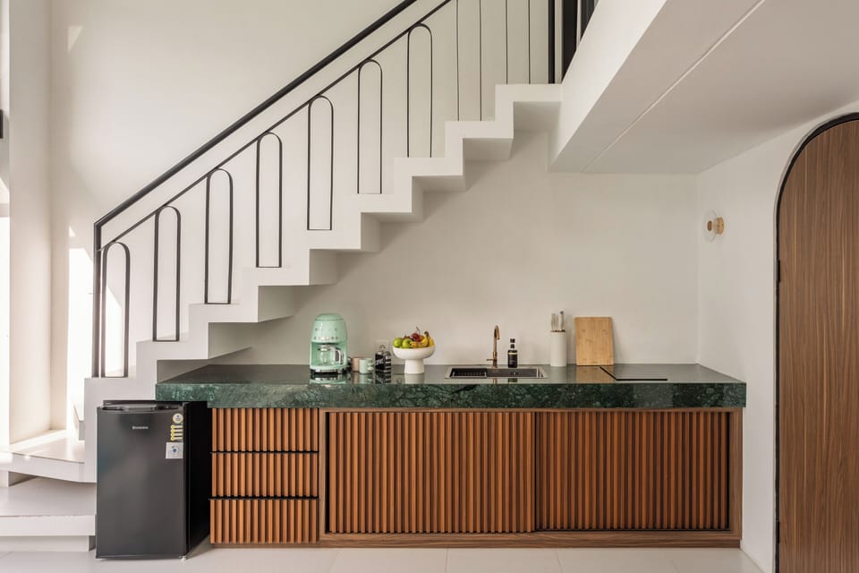 Deluxe Villa | Private kitchen | Fridge, coffee/tea maker, cookware/dishes/utensils, cleaning supplies