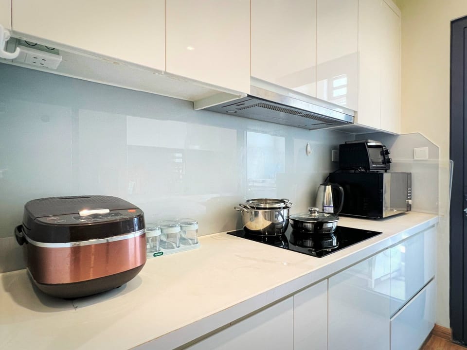 Fridge, microwave, stovetop, rice cooker