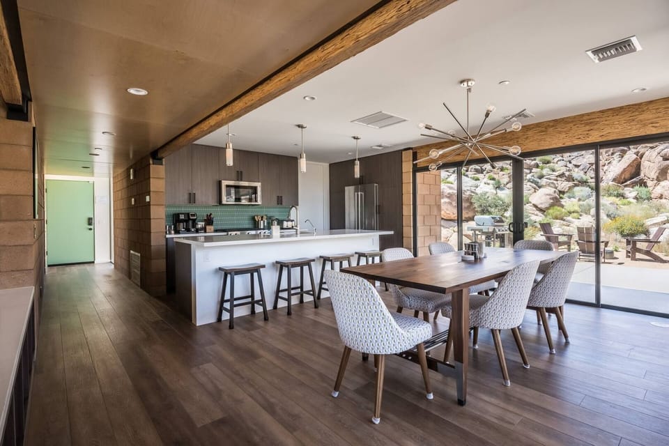 Eat-in kitchen, adjacent to dining area