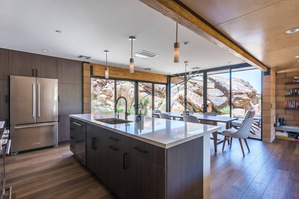 Eat-in kitchen, adjacent to dining area