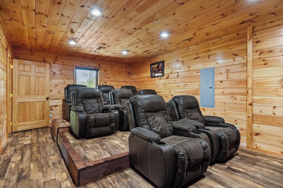 Private indoor theater room with luxury seating